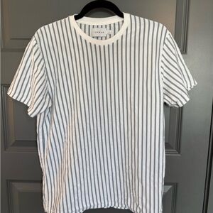 Topman White and Blue-Gray Striped Tee